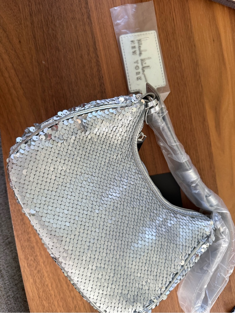 Nicole Miller Silver Sequin Shoulder Bag